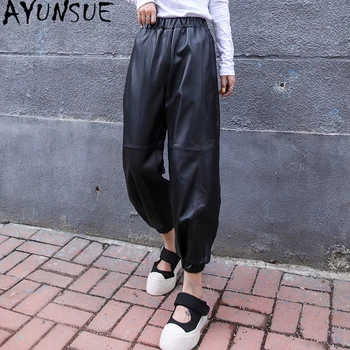 AYUNSUE/ Панталони от Естествена овча кожа, Дамски Корейски Зреещи, високо качество на Свободни Панталони за Жени, 2021, Pantalones De Mujer Изображение 2