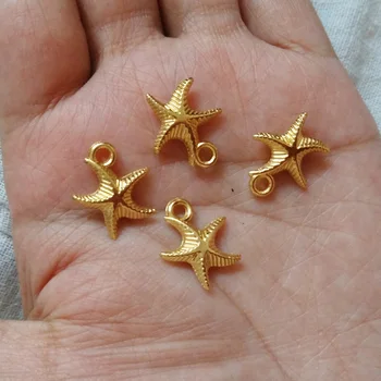 Златист цвят на Морска Звезда Чар 14*16 мм, Летен Дизайн на Бижута Чар, морска звезда в океанското стил, Лятна Златар окачване 50 бр./лот