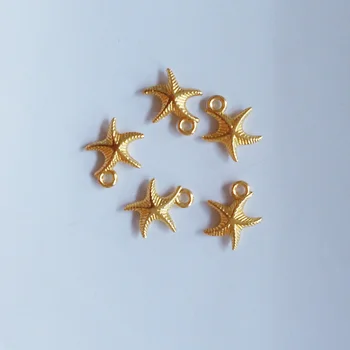 Златист цвят на Морска Звезда Чар 14*16 мм, Летен Дизайн на Бижута Чар, морска звезда в океанското стил, Лятна Златар окачване 50 бр./лот Изображение 2