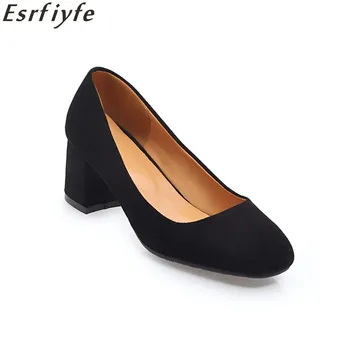 ESRFIYFE/Новост 2021 г.; пролетни дамски обувки-лодка на квадратен ток; Модни Дамски ежедневни Обувки; Дамски обувки-лодка на висок ток; дамски ежедневни обувки