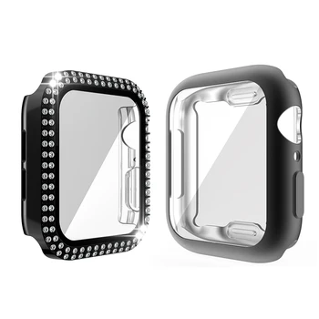 Защитен калъф за Apple Watch, 2 опаковки модни аксесоари iWatch, броня под формата на миди (твърд калъф от PC + мек калъф от TPU)