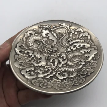 Съберете Китайска Тибетскую Сребърна Скулптура От Метал Занаяти Домашно украшениеgfeng God Beast Декорация на Чиния Изображение 2