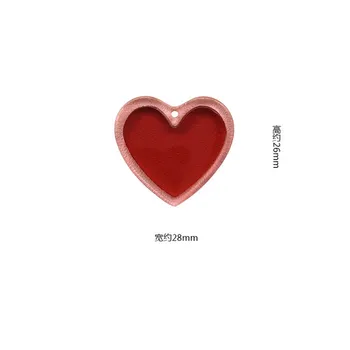 Безплатна Доставка на 40 броя 26*28 мм Червени Висулки От Смола във формата на Сърце, Бижута, Аксесоари, Модни Обици За момичета, Колие, Плаващи Окачване Изображение 2
