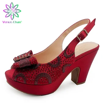 Сладки Сандали 2022 г., Африкански дамски обувки от изкуствена кожа черен на цвят в стила на Почивка, Удобни дамски обувки на ток 10 см в африканския стил за Сватбени партита Изображение 2
