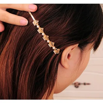 Нова короната дума папка клип корейски бижута перлена родословни Crystal страничната скоба аксесоари за коса Мода crystal облекло за Коса