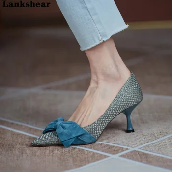 2022 Нови постъпления, дамски обувки на висок ток във френски стил, лятна универсална професионална обувки с неглубоким пръсти и остри пръсти