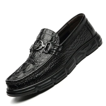 Модерен мъжки Ежедневни обувки с Шарките на Крокодилска кожа За шофиране, Удобно Износостойкая Кожени обувки с мека Подметка