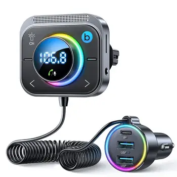 Автомобилен MP3 плейър Bluetooth 5,3 FM Модулатор Безжичен RGB светлина TF Карта, U Диск Плейър, Двойно USB Type-C Бързо Зарядно Устройство за Автомобилни Комплекти