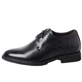 Мъжки обувки с Асансьор, Нова Вътрешна обувки от Подсилена Кожа, дантела, Мъжки Официалната Кожени Обувки в британския стил, Които нарастване на 6 см, Сватбени обувки Изображение 2