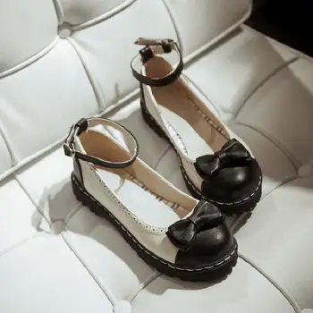 Японската обувки с кръгло бомбе в стил харадзюку, обувки в стил Лолита, меки обувки на принцесата за сестра на дебела подметка, скъпа студентски обувки за момичета