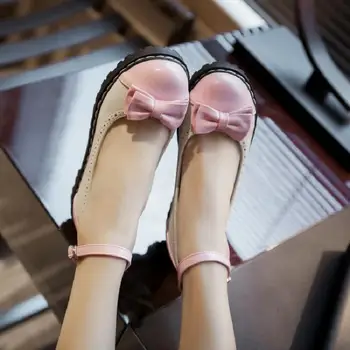Японската обувки с кръгло бомбе в стил харадзюку, обувки в стил Лолита, меки обувки на принцесата за сестра на дебела подметка, скъпа студентски обувки за момичета Изображение 2