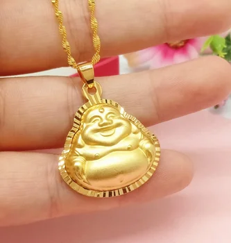ANGLANG Очарователен подарък За Свети Валентин Буда Висулка Бижута Златист Цвят Висулка Колие за Жените Мама на Приятелка на Жена Подаръци
