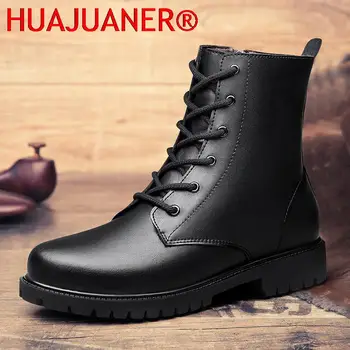 Мъжки обувки Есен-зима Ботильоны, ежедневни обувки от естествена кожа, мъжки военни обувки в стил пънк, Топли зимни обувки, Големи Размери 47 и 48
