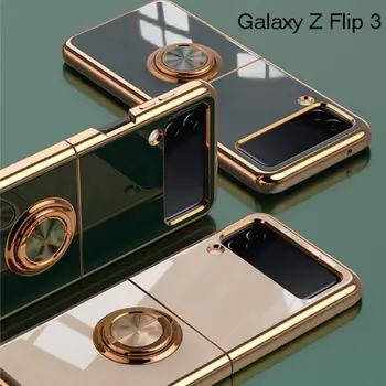 Покритие Мек Силиконов Калъф За Телефон Samsung Z Flip3 С Покритие Покритие Магнитна Поставка Защитен Калъф За Galaxy Z Flip 3 SM-F711B