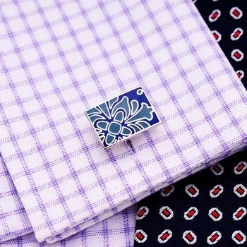 KFLK Луксозни 2020 горещи ризи копчета за ръкавели за мъже Подаръци, Маркови копчета за копчета Сини Емайл копчета за ръкавели Високо Качество abotoaduras Бижута