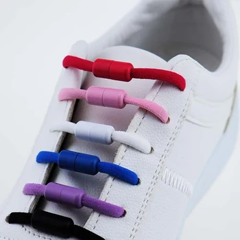 Овални Ластични Шнурове за обувки от Каучук Полукръгли Мързеливи Ремък за Обувки с Метален Капсульным Заключване Различни Цветове 100 см Изображение 2