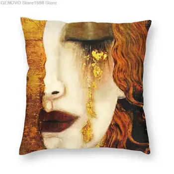 Diana Klimt Goldene Tränen Kissen Abdeckung Sofa Dekoration Symbolik Kunst Quadrat Kissen Abdeckung 45x45
