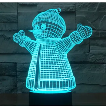 3D Led лека нощ Коледен Снежен човек Йети с 7 Цветове на Светлината, за да украсят Дома Лампа Невероятна Визуализация Оптична Илюзия Aw Изображение 2