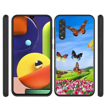 Пъстри Цветя Пеперуда за Samsung Galaxy A90 A80 A70 A60 A40 A50 M30 A20E A2Core A10S A10E Мек Силиконов Черен Калъф за вашия Телефон Изображение 2