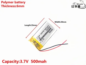 Литра енергиен батерия Добро качество 3,7 В, 500 mah, 602035 Полимерна литиево-йонна/Литиево-йонна батерия за ИГРАЧКИ, POWER BANK, GPS, mp3, mp4 Изображение 2
