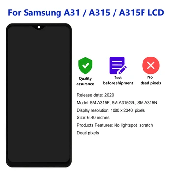 Нов Samsung Galaxy A31 LCD дисплей A315F Сензорен Екран За Samsung A315 SM-A315F/DS LCD Дигитайзер SM-A315G Резервни Части Изображение 2