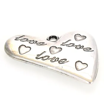 Miasol 10 Бр. Високо Качество на Полированное Покритие Акрил Античен Сребърен Дизайн Любов CCB Сърцето Чар Висулка За 