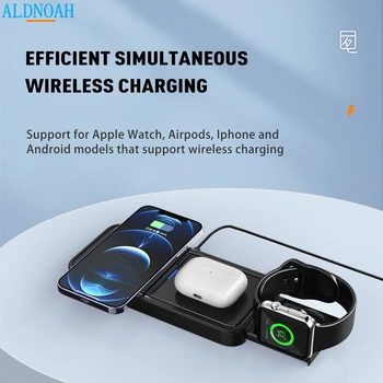 15 W, Безжична Поставка За Зарядно устройство за iPhone 14 13 12 Pro Max 11x8 Apple Watch 5 в 1 Бързо зарядно устройство ще захранване на зарядно устройство за Airpods Pro2