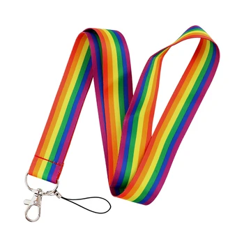 Простотата на Rainbow Гомосексуальность Дантела ID Значка Мобилен Телефон Въже Ключ за Шнур Шийни Колани, Аксесоари, колани, ленти