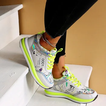 2022 Нови Лаконичен женски маратонки за бягане на висока дебела подметка, Пролетен Дамски Ежедневни Обувки са Оранжеви на Цвят, Големи Размери 35-43, Дамски обувки Изображение 2