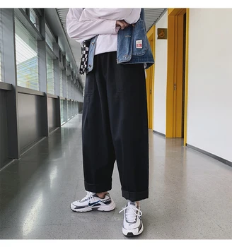 Черен гащеризон мъжки облекла в стил харадзюку хип-хоп харем корейската мода 2020 Изображение 2