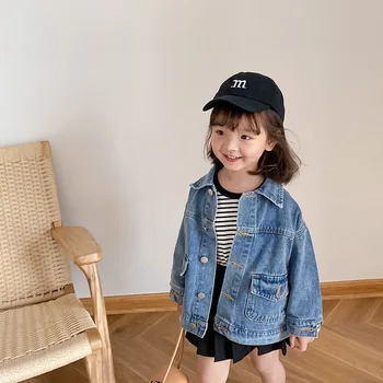 Детско джинсовое палта Есен 2020 Детски Дрехи Модерно яке в корейски стил за Момчета и Момичета Изображение 2