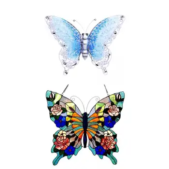 2x Пеперуди Стенен Декор за вътрешни и външни Декорации Многоцветен Изображение 2