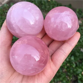 Естествен полиран камък топки обхвата на розов кварц кристален заживляющий за подаръци Изображение 2