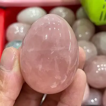 Натурален Розов Розов Кварц Яйцевидный Crystal Исцеляющий Топка Обхват на Скъпоценен Камък 1бр Изображение 2