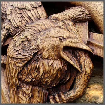 Скандинавските езически Богове Резба Езически скандинавските Руни Смола Стенен Интериор на Градина Украса на Двора Статуи на Вратата на Медальон Висулка Изображение 2