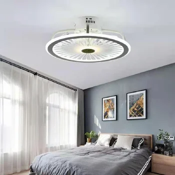 Модерен стил интелигентен вентилатор на тавана лампа творчески кабинет спалня зала вечеря 3-цветен led вентиляторная лампа с дистанционно управление Изображение 2