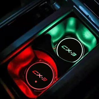 Светлинен Притежателя Поставка За Mazda CX-3 2018 2019 Модел 7 Цветни Логото на Автомобила С Led Лампа Чаша за Авто Аксесоари Изображение 2