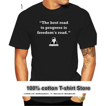 Нова Мъжки Цветна Памучен Тениска с Къс Ръкав, един Цитат на Джон Af Кенеди: Свобода, Тениска с Къс Ръкав и Кръгло деколте, Лятна Промоция