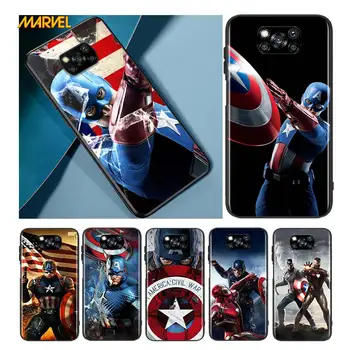 Капитан Америка Marvel за Xiaomi Poco X3 NFC X2 M3 M2 F2 F3 Pro C3 F1 A2 Lite Mix3 Play Мек Силиконов Черен Калъф за вашия Телефон