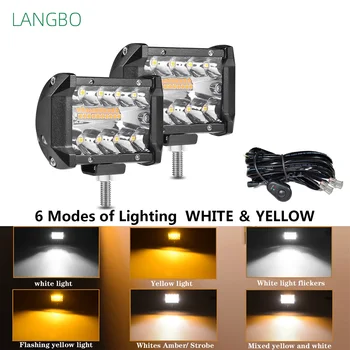 LANGBO 4x4 Офроуд Led Работна Лампа с 4 инча 6 Режима на Противотуманный Led Лампа За Квадроцикла Мотоциклет Агро Камион, Джип Авто 12 В 24 В