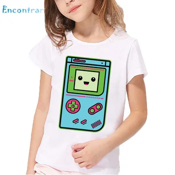 Детска Сладка тениска с принтом Игрален автомат, Летни Бели Блузи с Къс ръкав за малки момчета и момичета, Забавна тениска с анимационни герои Изображение 2