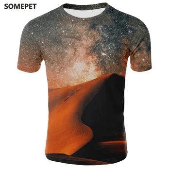 3D Тениска с Звездното Небе За Мъже И Жени, Модни риза в стил Харадзюку С Кръгло деколте и Къс Ръкав, Ежедневни Тениски с Нощното небе, Готина тениска с галактика