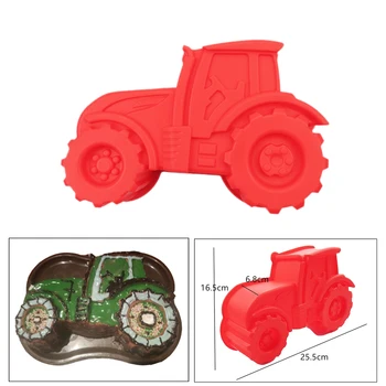 Направи си САМ 3D Червен Трактор Силиконови Форми За Печене на Мухъл за Торта Шоколадови Десерти Производство на Бонбони