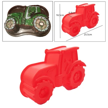 Направи си САМ 3D Червен Трактор Силиконови Форми За Печене на Мухъл за Торта Шоколадови Десерти Производство на Бонбони Изображение 2