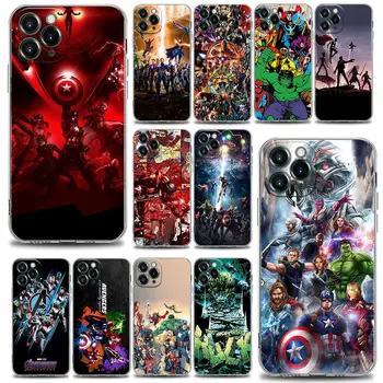 Супергерои на Marvel Отмъстителите Прозрачен Калъф Funda Coques за Apple iPhone 14 11 12 13 7 8 SE XR XS-Pro Max Plus PM Калъф Capa Para