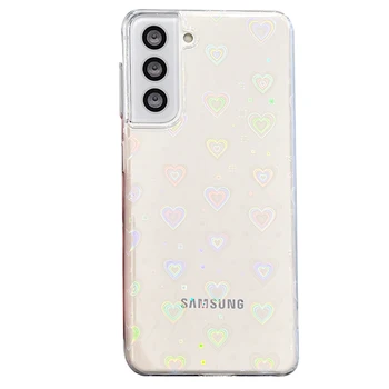 Модни любов към Samsung S22 note20ultra S20 S21 s22ultra s21fe a52 S10 калъф за мобилен телефон прозрачен колоритен калъф за телефон Изображение 2