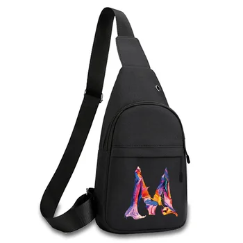 Мъжки нагрудная чанта, Лесна чанта за съхранение, Мини - черна чанта, Чанта на рамото, чанта за ръчен багаж, 26 букви, чанти-незабавни посланици, спортни чанти на открито Изображение 2